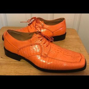 Bolano Men’s Croc Toe Orange Dress Shoes Size 14